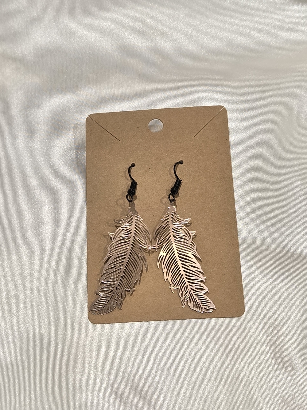 Rose Gold Feather Drop Earrings NWOT